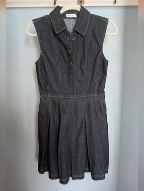 avec les filles sleeveless denim sheath mini dress Avec Les Filles Sleeveless Denim Sheath Mini Dress